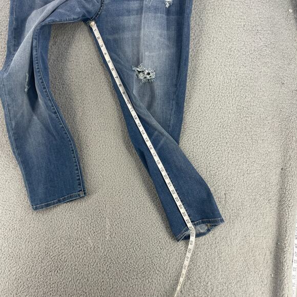 Judy Blue Jeans Womens Plus 1XL 38 x 27 Blue Distressed Boyfriend Denim Wisker - Picture 2 of 13